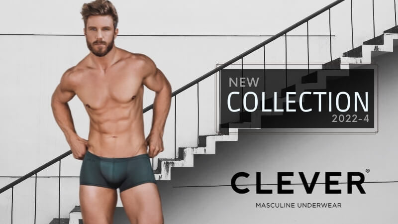 The fabrics of Clever men's underwear include high-stretch microfiber as well as stretch cotton, and the designs vary between brightly colored prints to sheer and semi-sheer versions.