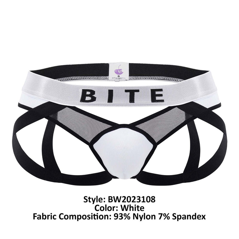 BiteWear BW2023108 Tuxedo Banana Jockstrap Color White