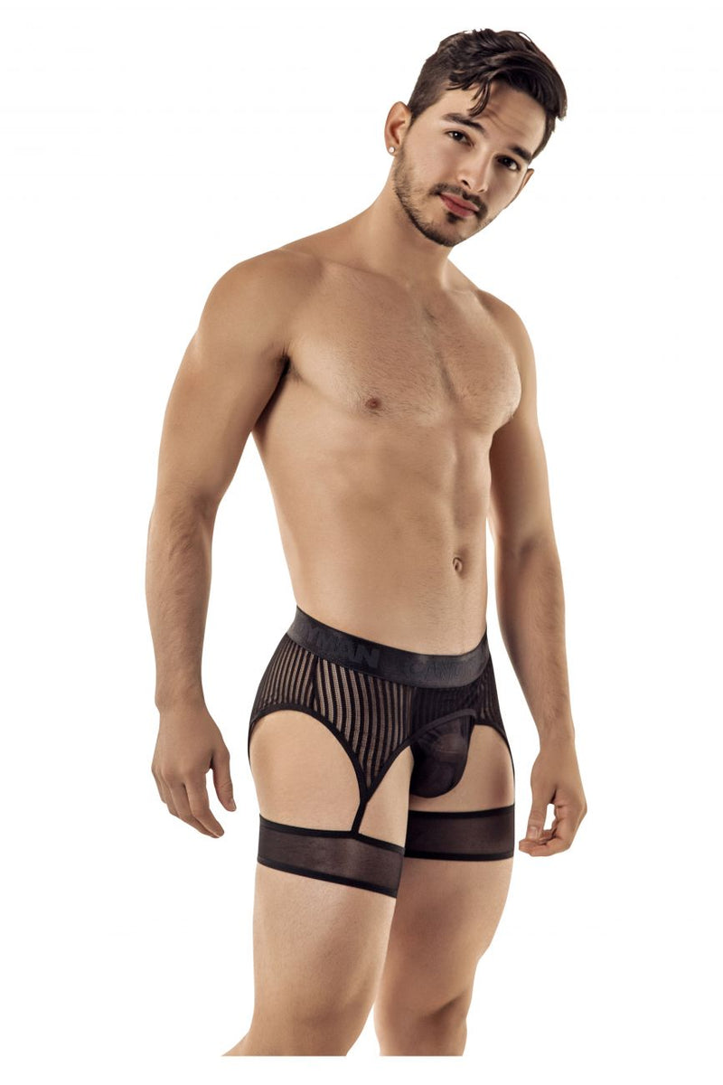 Candyman 99403 Stripes Gaterbelt Thongs Color Black