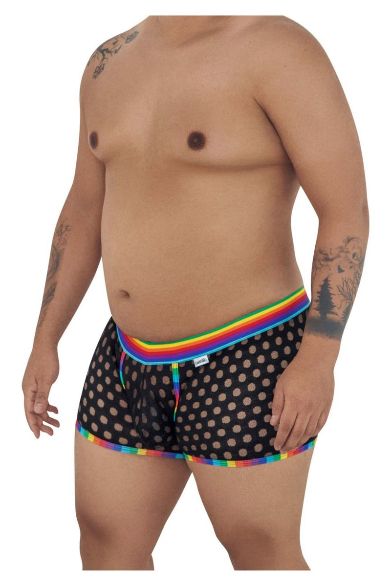 CandyMan 99511X Polka Mesh Trunks Color Black-Rainbow