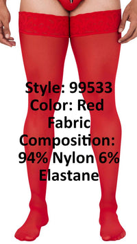 CandyMan 99533 Mesh Thigh Highs Color Red