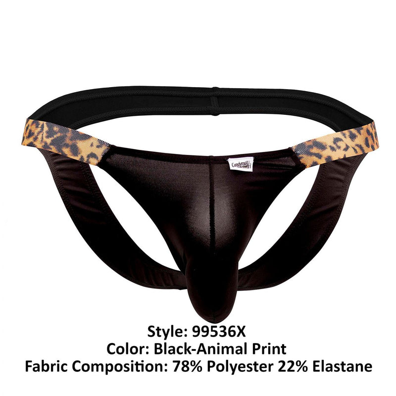 Candyman 99536X Bikini Jockstrap color negro-animal impresión