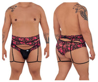 Candyman 99576x Lace Garter Thongs Color Black Print