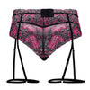 Candyman 99576x Lace Garter Thongs Color Black Print