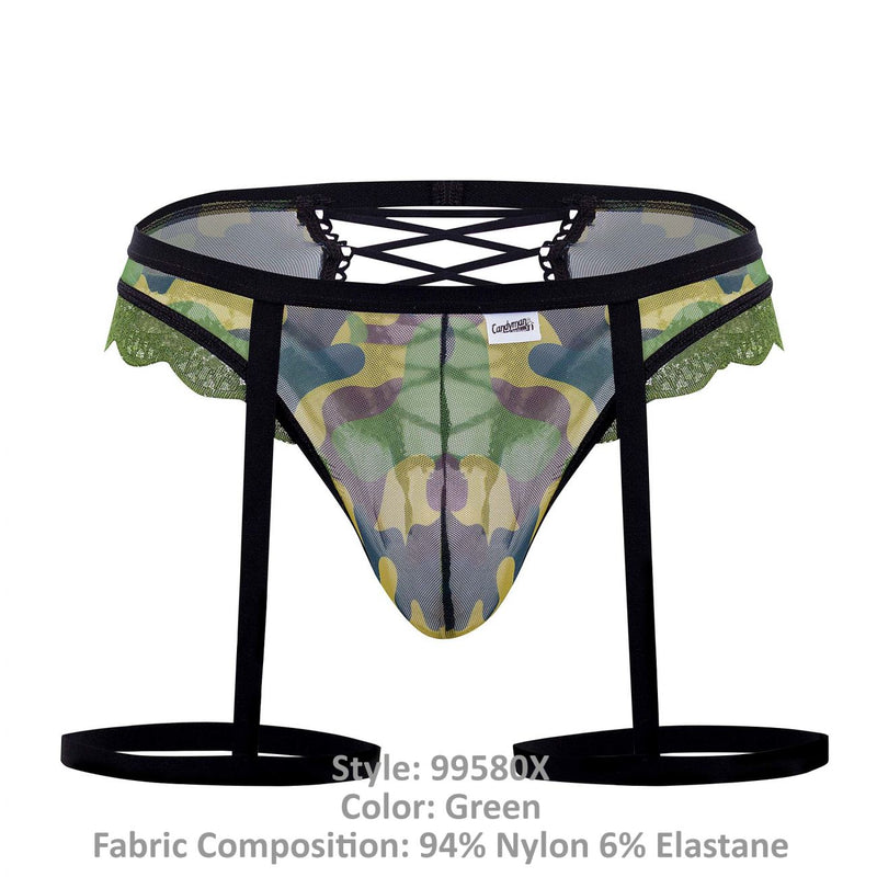 CandyMan 99580X Garter Camo Thongs Color Green