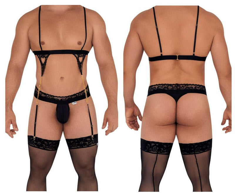 CandyMan 99581 Harness-Thongs Outfit Color Black