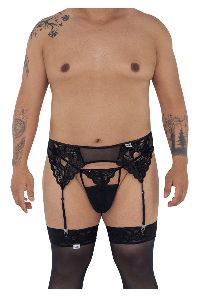 CandyMan 99589X Lace Garther G-String اللون أسود