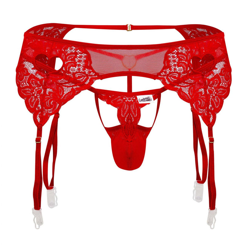 CandyMan 99589X Lace Garther G-String اللون أحمر