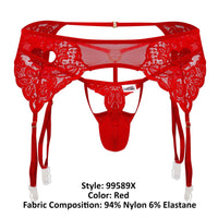 CandyMan 99589X Lace Garther G-String اللون أحمر