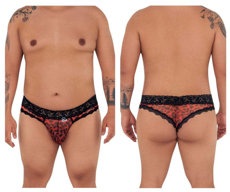 Candyman 99596x Mesh-Lace Thongs Color Leopard Print