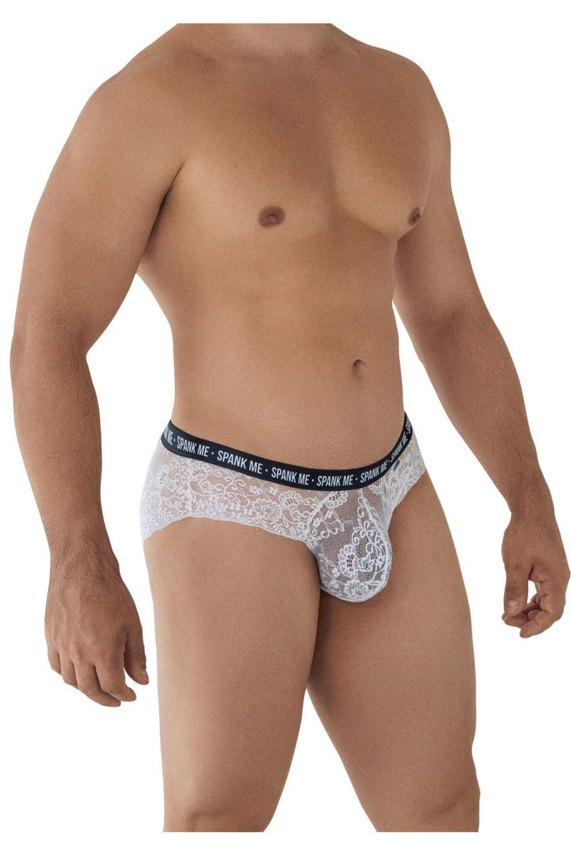 Candyman 99615 Spank Me Lace Briefs Color blanc