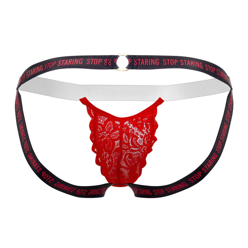 CandyMan 99619 Stop Staring Lace Jockstrap Color Red