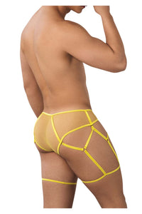 CandyMan 99625 Mesh Garter Briefs Color Yellow