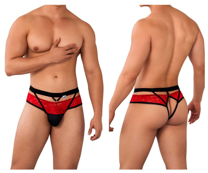 CandyMan 99627 Lace Jockstrap Color Red