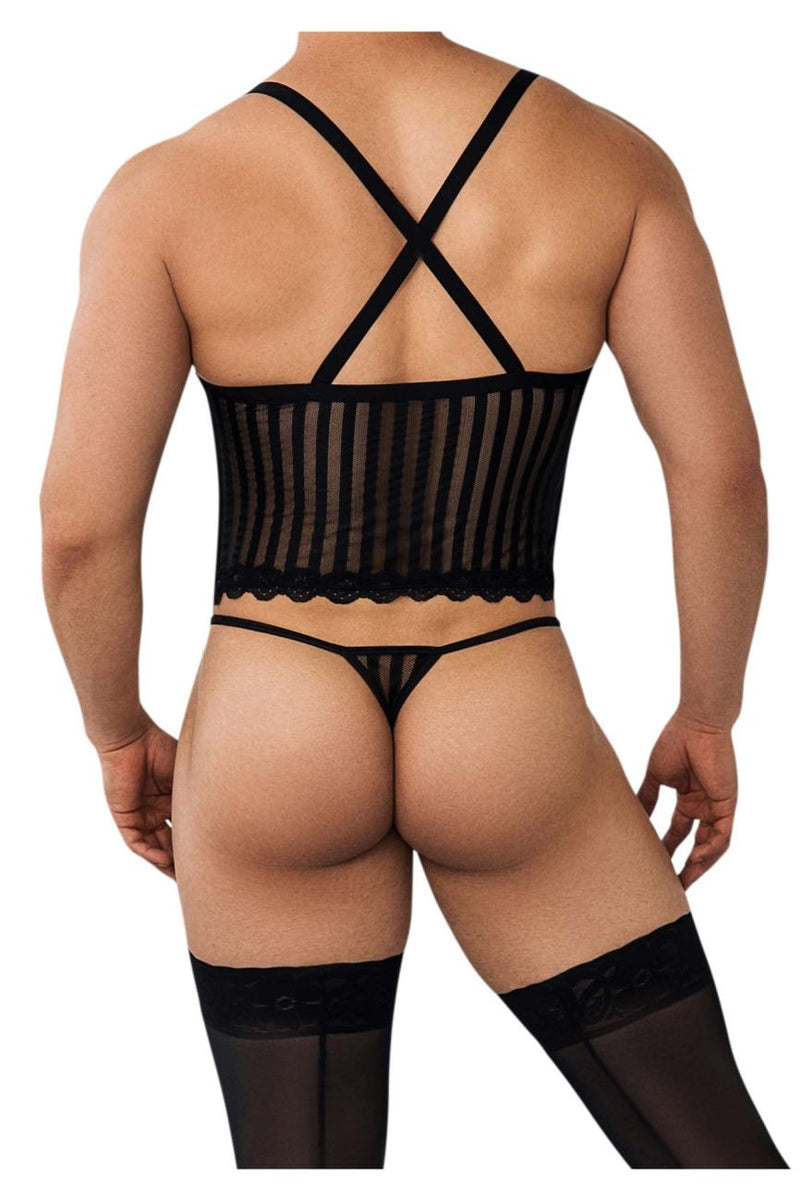 Candyman 99654 Mesh Two Piece Set Color Black