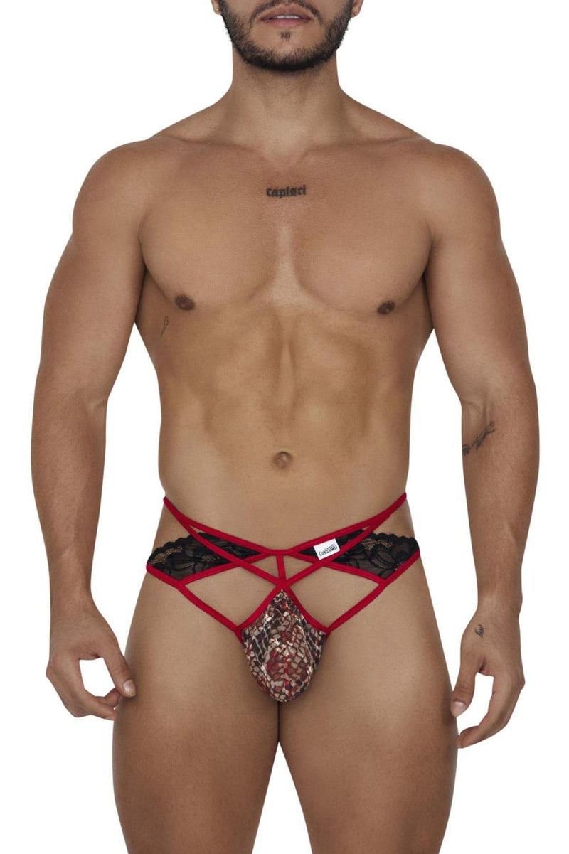 Candyman 99663 en dentelle jockstrap couleur rouge-imprime