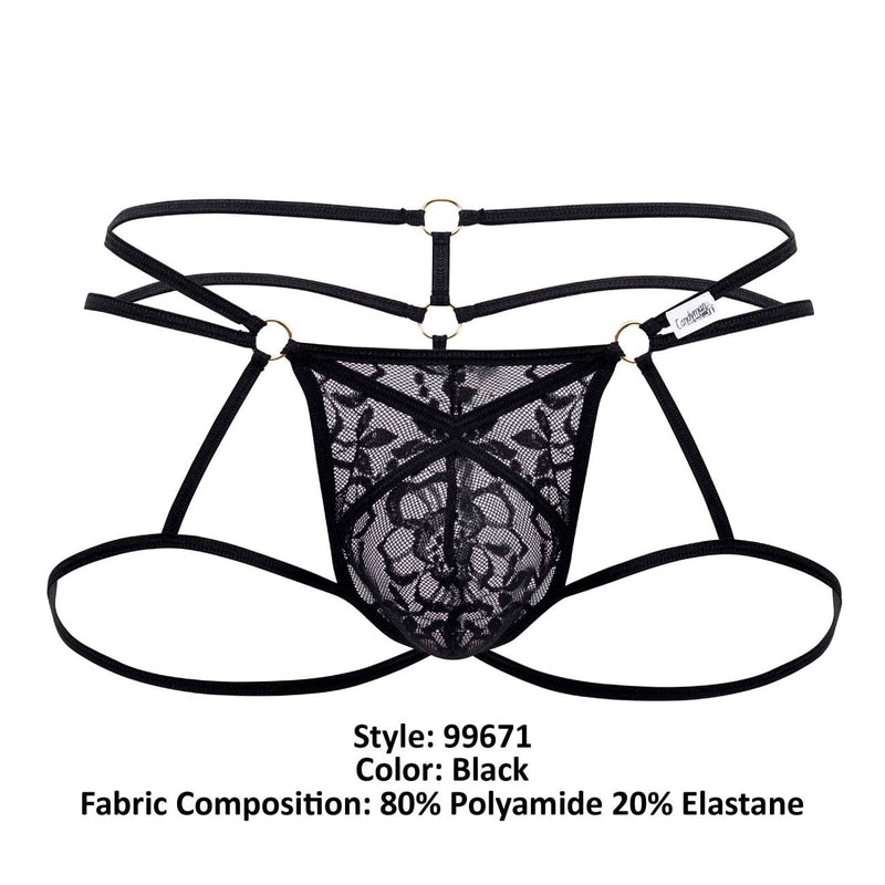 Candyman 99671 Lace Jock Thongs Color Black