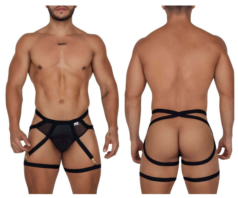 Candyman 99675 Garter Jock Color de dos piezas Negro