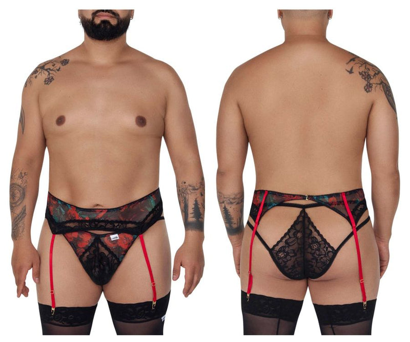 CandyMan 99688X Garter Thongs Two Piece Set Color Black