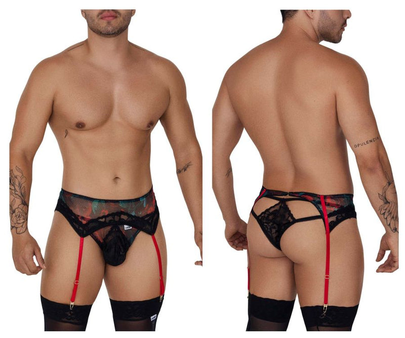 Candyman 99688 Garter Thongs Twong Two Piece Set Color noir