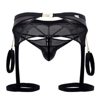 مجموعة CandyMan 99690 Garter Thongs قطعتين باللون الأسود