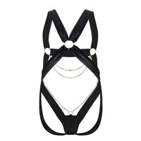 CandyMan 99695 Harness Bodysuit اللون أسود