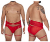 Candyman 99703x Garter Briefs Two Piece Set Color Red