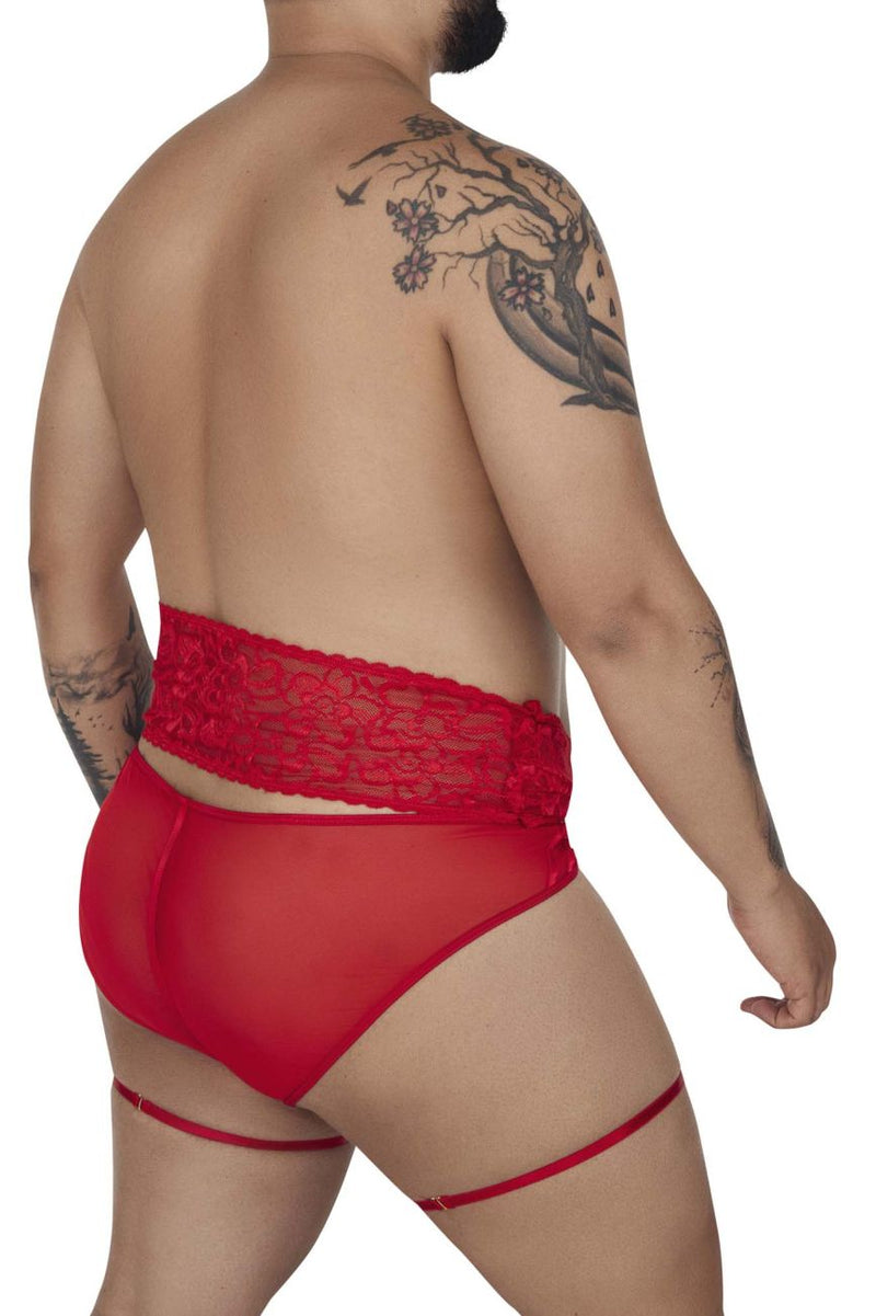 Candyman 99703x Garter Briefs Two Piece Set Color Red