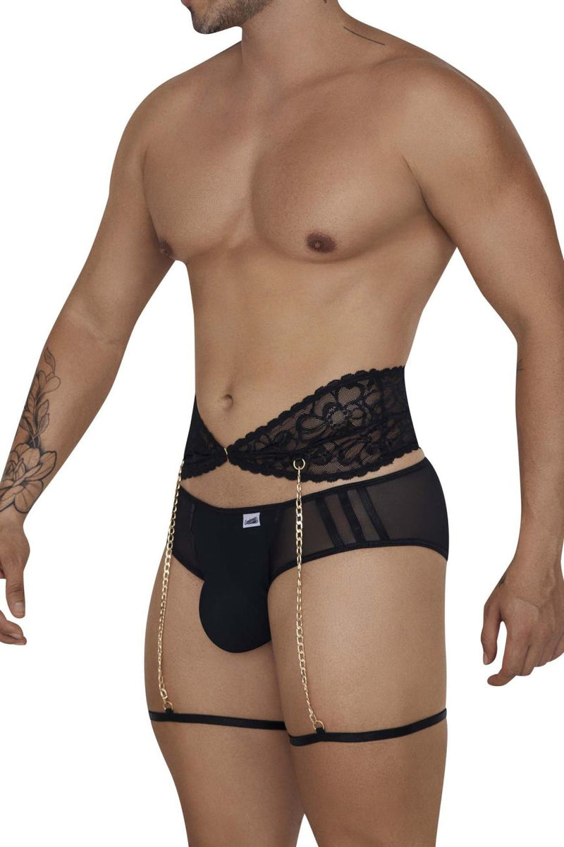 Candyman 99703 Garter Briefs Color de dos piezas Negro