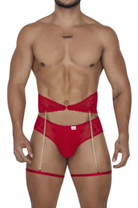 Candyman 99703 Garter Briefs Two Piece Set Color rouge