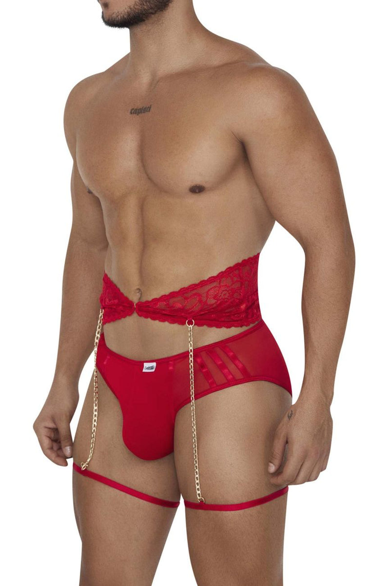 Candyman 99703 Garter Briefs Two Piece Set Color rouge