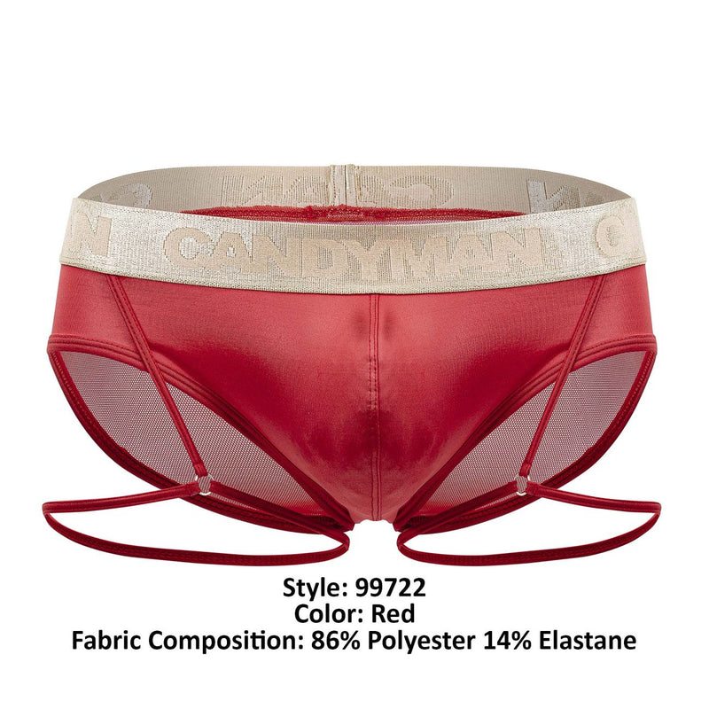 CandyMan 99722 Garter Mesh Briefs Color Red