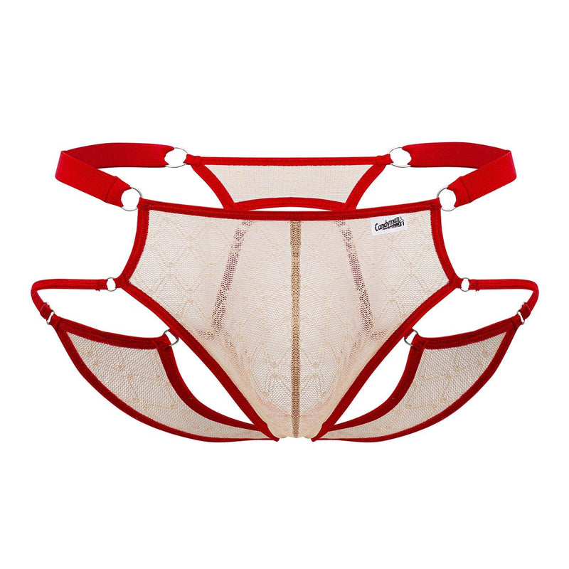 Candyman 99730 en dentelle jockstrap cool beige-rouge