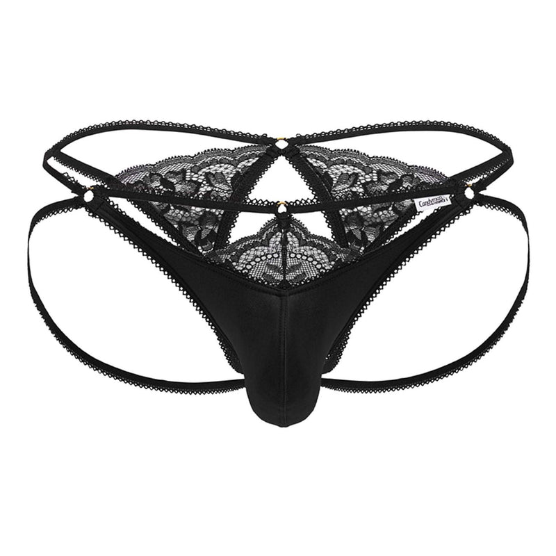 Candyman 99770 Lace Jock Thongs Color Black