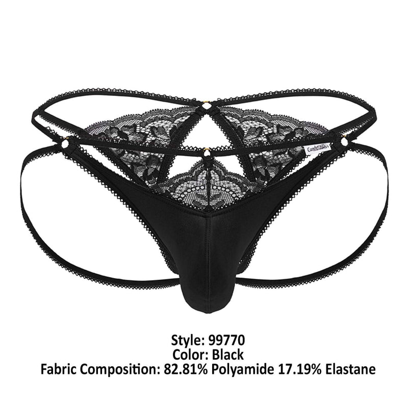 CandyMan 99770 Lace Jock Thongs Color Black