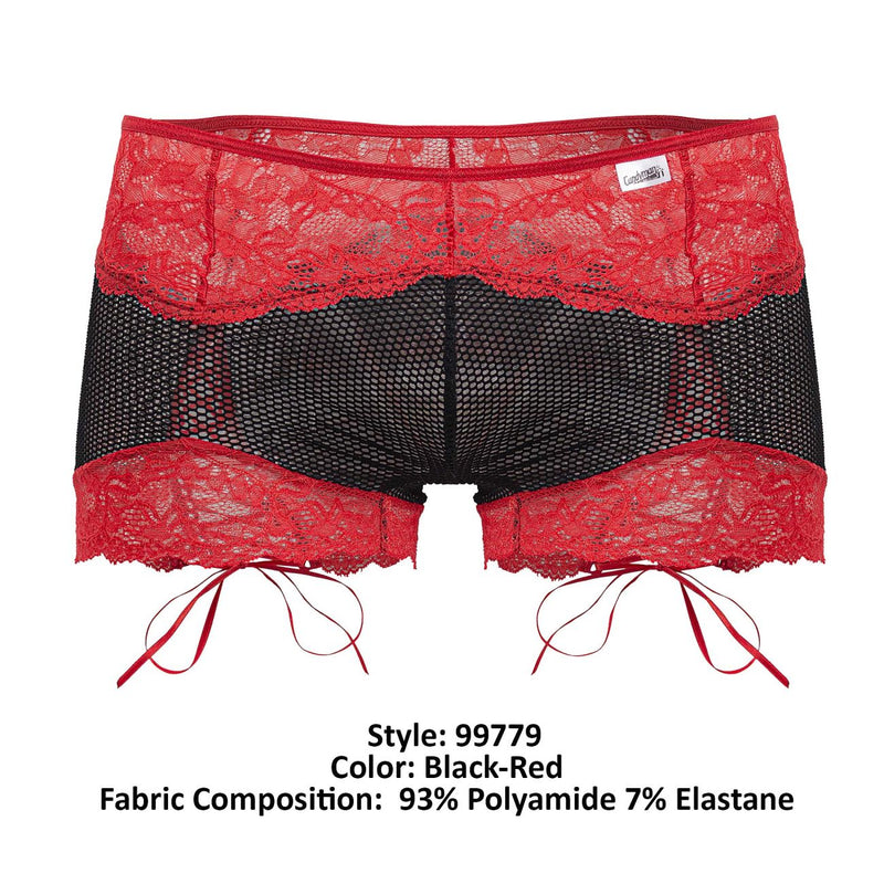 CandyMan 99779 Mesh Lace Trunks Color Black-Red