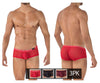 Intelligent 229937 3PK Australian Latin Trunks Color Red-Black-Grape