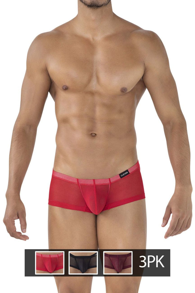 Intelligent 229937 3PK Australian Latin Trunks Color Red-Black-Grape