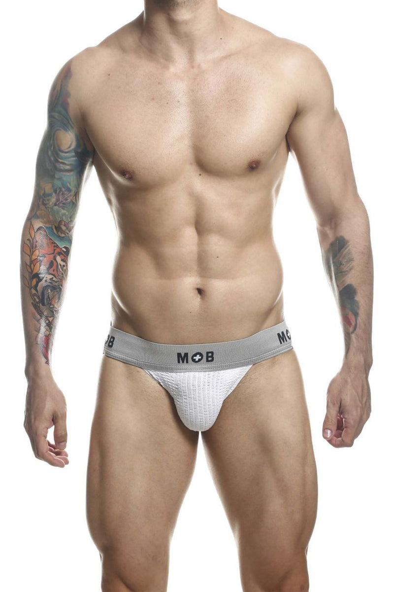 MaleBasics MBL107 MOB Classic Fetish Jock 3 بوصات حزام رياضي اللون أبيض