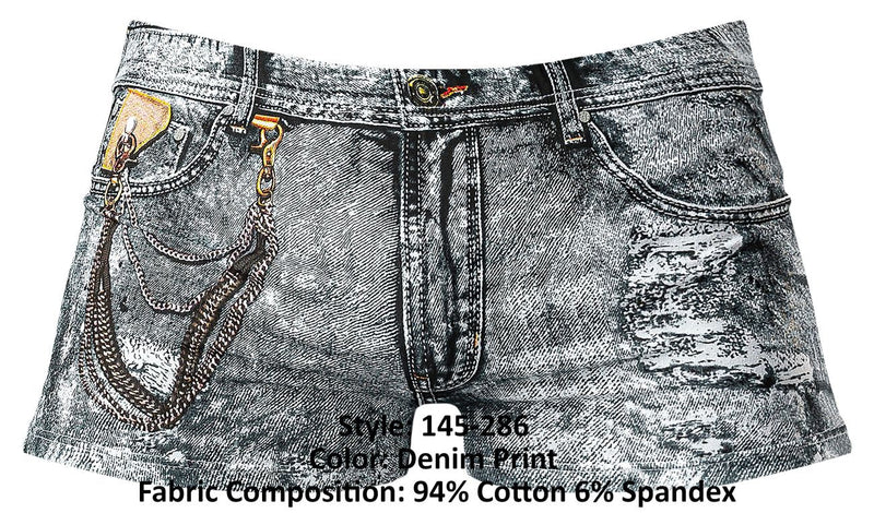 Male Power 145-286 Dirty Denim Mini Short Color Denim Print