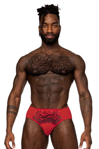 Male Power 492-280 Sassy Lace Bikini Solid Pouch Color Red