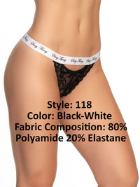 Mapale 118 en dentelle de serrure couleur noire-blanc-blanc