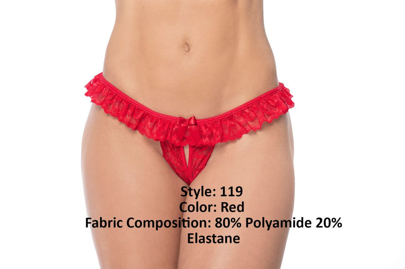 Mapale 119 Lace Peek-A-Boo Panty Color Red