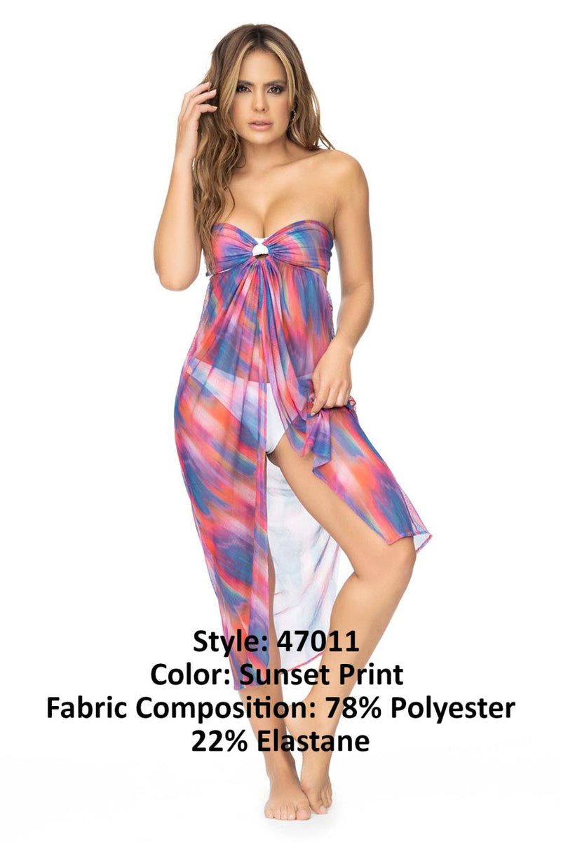 MAPALE 47011 Multiway Cover Up Color Sunset Print