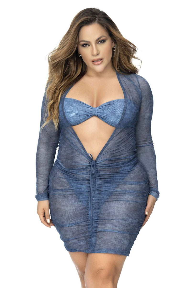 MAPALE 47012X Robe de plage Cover Up Couleur Blue Chambray