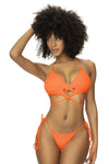 Mapale 67058 Couleur de maillot de bain à deux pièces côtelées orange vif orange