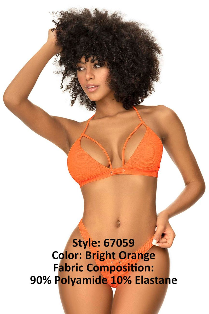 Mapale 67059 Couleur de maillot de bain à deux pièces côtelées orange vif orange