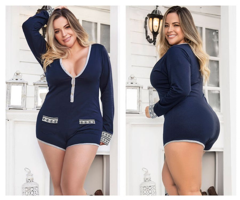 Mapale 7233X Long Sleeve Sleep Romper Color Blue