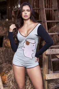 MAPALE 7324 Manga larga Romper color gris-negro