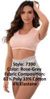 Mapale 7390 Two Piece Pajama Set. Top and Shorts Color Rose-Grey